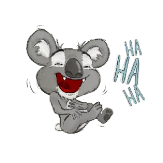 😂 ac8de452 HA HA HA koala, ridere, cartone animato, animale, carino, felice telegram sticker