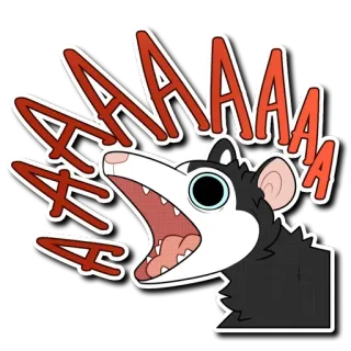 😱 0d7ff078 AAAAAA 주머니쥐, 주머니쥐, 비명, 무서운, 동물, 밈, 웃긴 telegram sticker