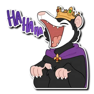 🤣 3a0c0fc2 HA HA HA HA 주머니쥐, 왕관, 왕, 웃음, 동물, 만화 telegram sticker