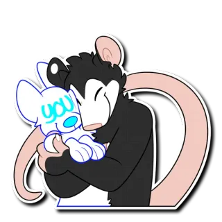 🤗 70df0363 YOU 주머니쥐, 동물, 귀여운, 만화, 우정, 사랑 telegram sticker