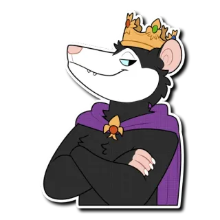 😏 83e74448 주머니쥐, 왕, 왕관, 동물, 만화, 왕의 telegram sticker