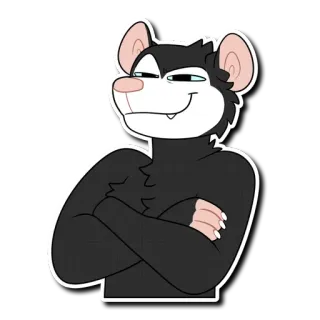 😏 ad9c00aa 주머니쥐, 만화, 능글, 동물, 포유류, 팔짱 telegram sticker