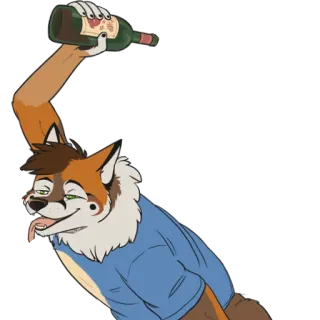 🍾 46198965 의인화, 여우, 알코올, 와인, 취한 telegram sticker