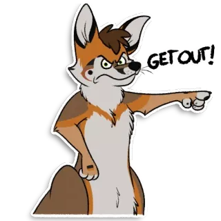 😒 5a868b8a GET OUT! 퍼리, 동물, 여우, 화난, 나가, 가리키기, 가리키는 telegram sticker