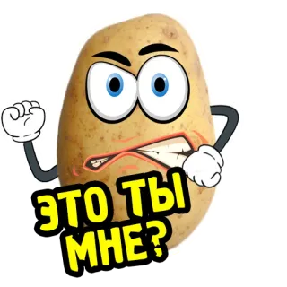 🤨 f227b29f ЭТО ТЫ МНЕ? ziemniak, kreskówka, zły, pytanie, mem telegram sticker
