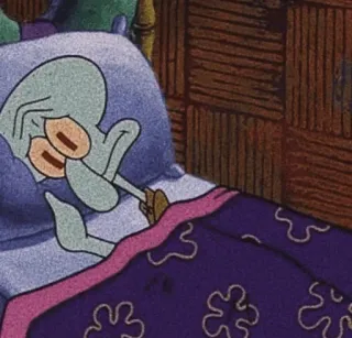 💎 09c12007 Squidward Tentacles Spongebob Squarepants squidward, spongebob, cartoon, sleeping, bed telegram sticker