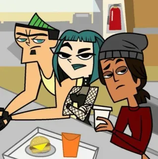 💎 296c5131 Gwen Total Drama cartoon, friends, lunch, teenagers, animated telegram sticker