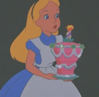 💎 30c399da Alice Alice in Wonderland Alice in Wonderland, birthday cake, celebration, party, Disney, cartoon character, fantasy telegram sticker