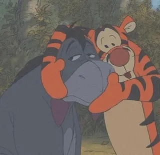 💎 496f8255 Eeyore and Tigger Winnie the Pooh cartoon, friendship, hug, animated, classic, children's media telegram sticker