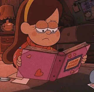 💎 832ae59c Mabel Pines Gravity Falls SUMMER MEMORIES cartoon, sad, diary, summer, memories, anime telegram sticker