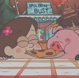 💎 88a8a959 Mabel Pines Gravity Falls BALLOON BUST cartoon, food, pig, pizza, animated, mabel pines, gravity falls telegram sticker