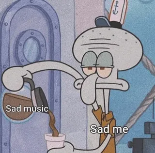 💎 935e7458 Squidward Tentacles SpongeBob SquarePants Sad music, Sad me cartoon, mood, music, sad, spongebob, squidward telegram sticker