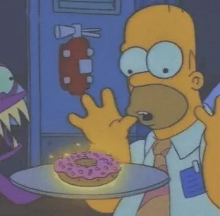 💎 e96acd88 Homer Simpson The Simpsons Homer Simpson, donut, cartoon, food, greedy, scared telegram sticker