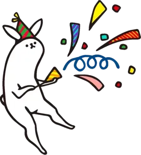 🐰 d710f8a5 การเฉลิมฉลอง, ปาร์ตี้, กระต่าย, กระดาษสี, รื่นเริง, การ์ตูน, น่ารัก telegram sticker