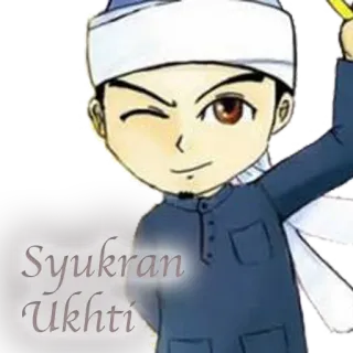 😉 0f2738c3 Syukran Ukhti islamisch, muslimisch, Cartoon, Gruß, Figur, Religion telegram sticker