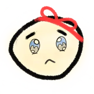 😔 cf92be79 脸, 悲伤, 卡通, 眼睛, 蝴蝶结, 角色, 绘画 telegram sticker