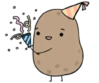 🎉 659c7a35 patata, fiesta, celebración, confeti, sombrero, dibujos animados, lindo, feliz telegram sticker