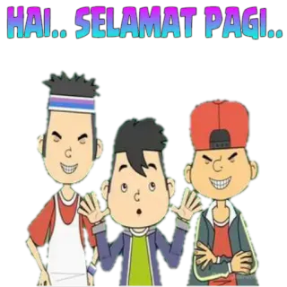 🌞 08c62224 HAI... SELAMAT PAGI... greeting, morning, cartoon, characters whatsapp sticker