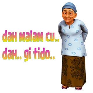 🌚 39aef051 dah malam cu.. dah.. gi tido.. grandmother, malay, sleep, night whatsapp sticker