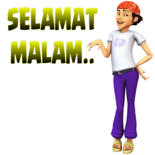 🌙 54c8089f SELAMAT MALAM.. greeting, night, cartoon, character, male whatsapp sticker
