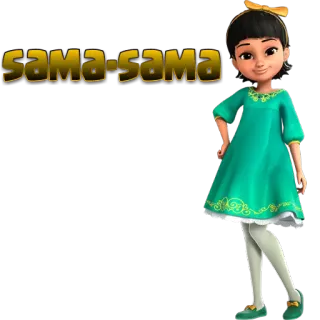 👌 67f841b9 sama-sama sama sama, cartoon character, girl, dress whatsapp sticker