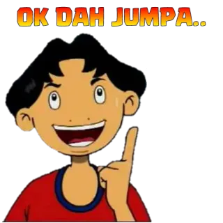 😉 8d73f0d1 OK DAH JUMPA.. cartoon, boy, greeting whatsapp sticker