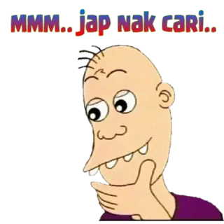 😊 d62e1b8b MMM.. Jap nak cari.. cartoon, thinking, malay, expression whatsapp sticker