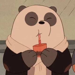 🪐 34365839 Panda We Bare Bears panda, we bare bears, cartoon, cute, drink, boba tea whatsapp sticker