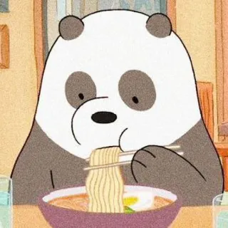 🍁 778c5cc6 Panda We Bare Bears cartoon, panda, bear, noodles, eating, cute whatsapp sticker