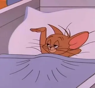 💮 85d7cd74 Jerry Tom and Jerry cartoon, mouse, sleepy, bed, character, funny, meme whatsapp sticker