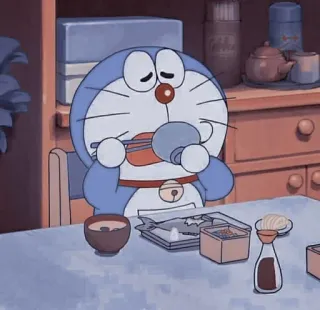 💮 d22b4cf2 Doraemon Doraemon, anime, cartoon, eating, robot cat, kawaii whatsapp sticker