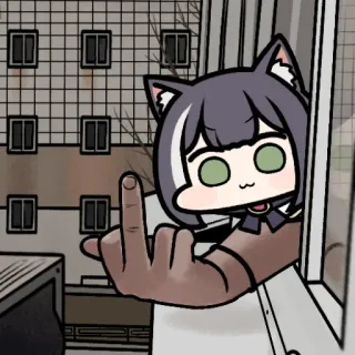 🖕 e38c0e31 Аниме, Кошачьи уши, Средний палец, Непристойный жест, Наклейка telegram sticker