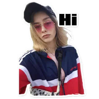 🖐 d21420cf Hi donna, ragazza, ciao, saluto, moda, occhiali da sole telegram sticker