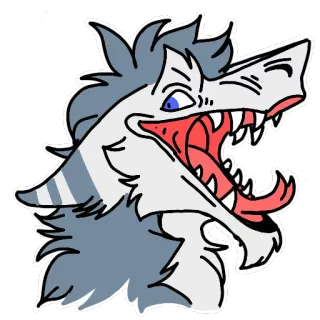 😆 e2da3e08 Furry, Wolf, Cartoon, Dier, Sticker, Mond, Tanden telegram sticker