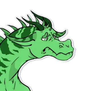 🙁 1cda3656 dragon, vert, dessin animé, autocollant, pastèque telegram sticker