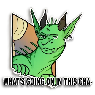 🤨 5ddc5204 WHAT'S GOING ON IN THIS CHA- dragon, drôle, humour, mème, chat telegram sticker