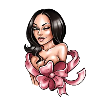 😉 748db294 여자, 만화, 핀업, 리본, 활, 가슴골, 섹시 telegram sticker