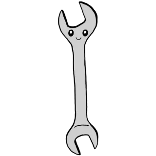 😃 a23a1a78 kunci inggris, alat, kartun, wajah tersenyum, mekanis, perbaikan, memperbaiki telegram sticker