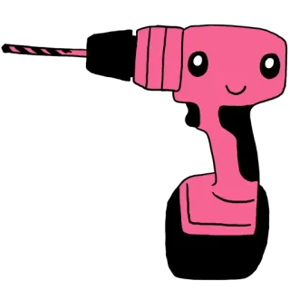 😱 d5316a4d alat, bor, konstruksi, merah muda, kartun, lucu, mesin telegram sticker