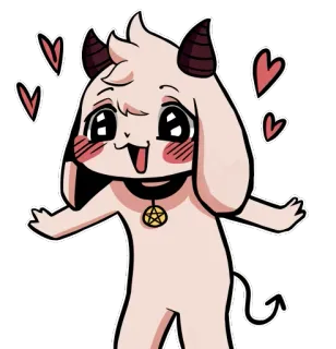 😍 560b65df anime, demon, cute, hearts, cartoon telegram sticker