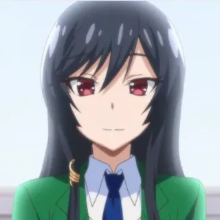 📗 07371c37 Anime, fille, cheveux longs, uniforme scolaire, souriant, dessin animé, animation telegram sticker