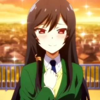 🍀 147f6d26 Anime, Fille, Uniforme scolaire, Mignon, Souriant, Dessin animé telegram sticker