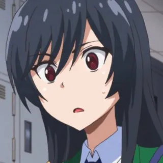 🍀 19ded5a6 Animé, Personnage, Fille, Cheveux foncés, Expression, Animation telegram sticker