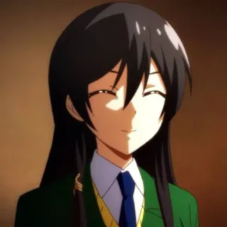 📗 48f98ba2 Animé, souriant, fille, uniforme scolaire, cheveux noirs, personnage, dessin animé telegram sticker