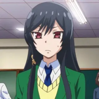 🍀 611baea1 Anime, Fille, Étudiante, Uniforme scolaire, Cheveux longs, Sérieuse telegram sticker