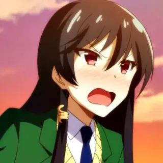 📗 971a0c25 Anime, Dessin animé, Fille, Uniforme scolaire, En colère, Mignon telegram sticker