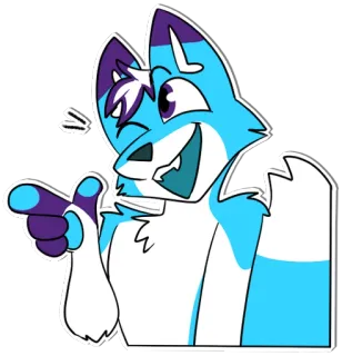 😉 221d9105 兽人, 卡通, 拟人, 狐狸, 指着, 可爱 telegram sticker