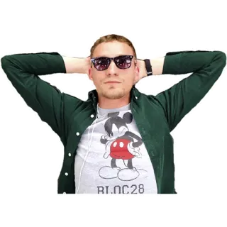 🤓 15dbebd4 Mickey Mouse Bloc28 Hombre, Gafas de sol, Casual, Relajado, Mickey Mouse, Personaje, Camiseta telegram sticker