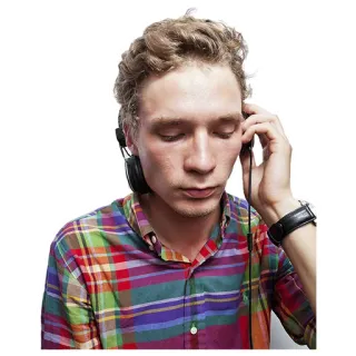 🎧 4c53adc8 hombre, auriculares, música, escuchando, persona, camisa a cuadros telegram sticker