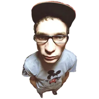 🐵 fa2b3bb7 hombre, gorra, gafas, mickey mouse, retrato telegram sticker